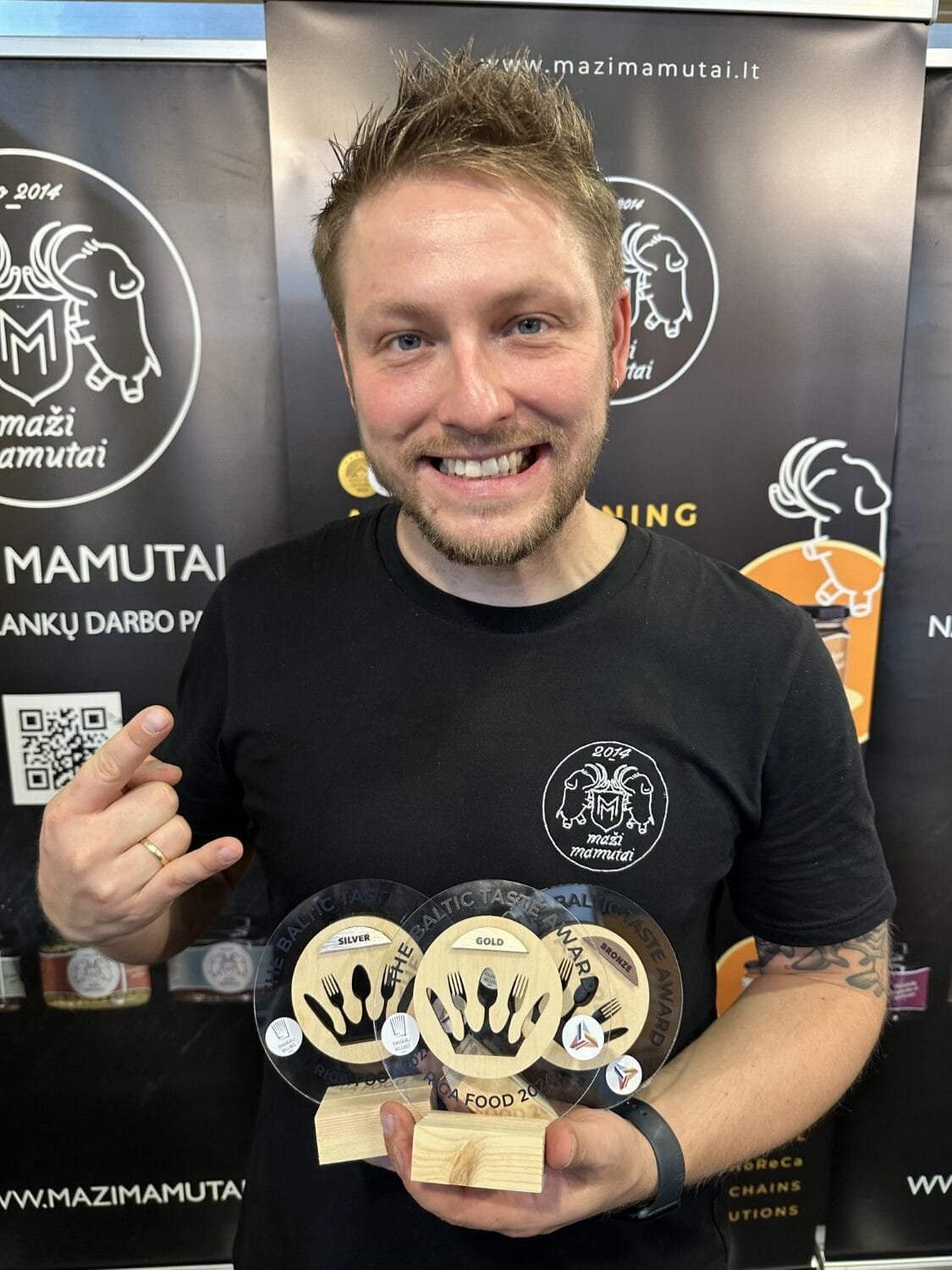 „Vilius Tamošaitis“ su apdovanojimais už Maži Mamutai produktų kokybę parodoje „Riga Food 2024“.