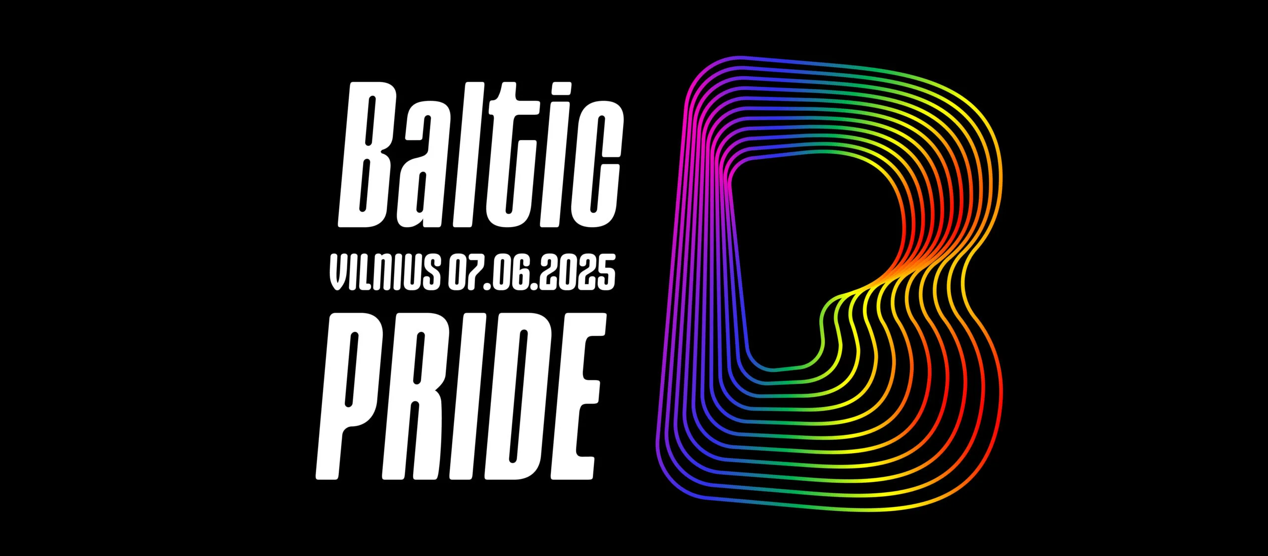 „Baltic Pride“ 2025: viskas, ką reikia žinoti apie pagrindinius festivalio renginius – logotipas su data ir vaivorykšte.