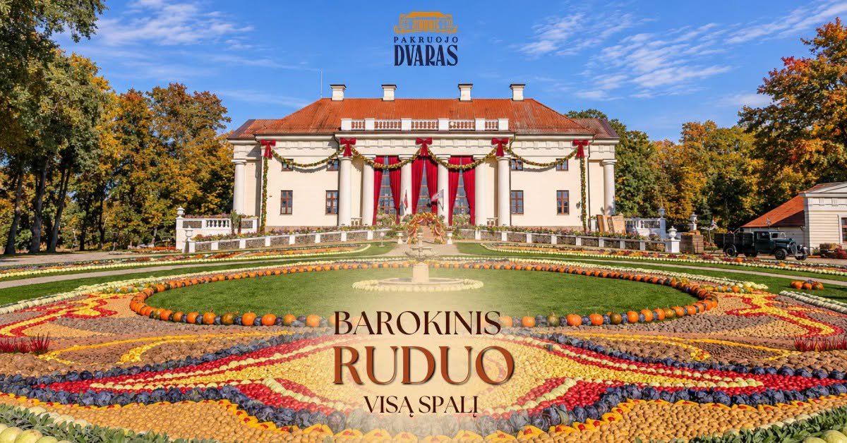 Festivalio „Barokinis ruduo“ Pakruojo dvare reklaminis plakatas su daržovių kilimu