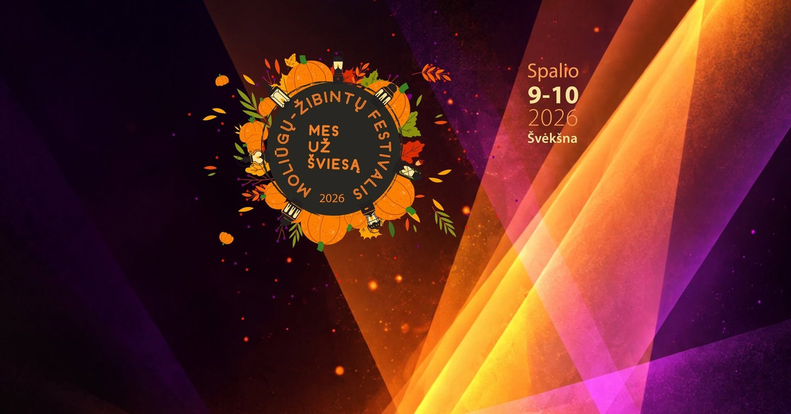 Moliūgų-žibintų festivalio „Mes už šviesą 2026“ Švėkšnoje reklaminis plakatas