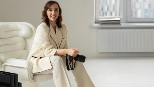 Fotografė Justina Milka darbo metu verslo fotosesijoje