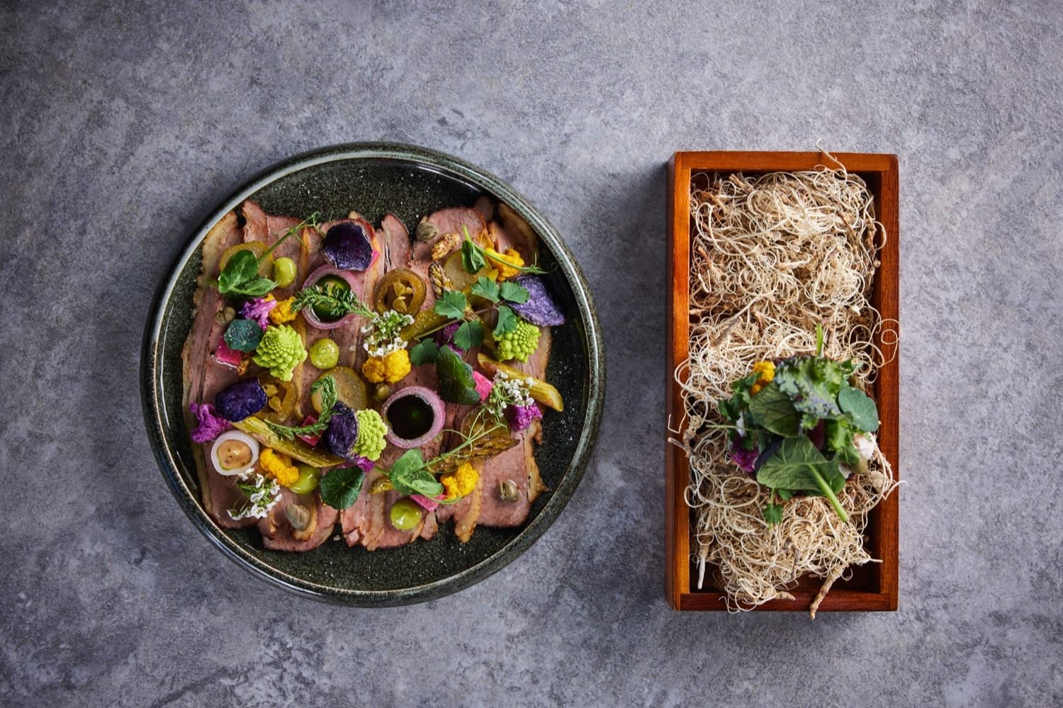 Modernios europietiškos virtuvės patiekalas, sukurtas šefo Luko Gaudučio restorane „Flow“ Plungėje.