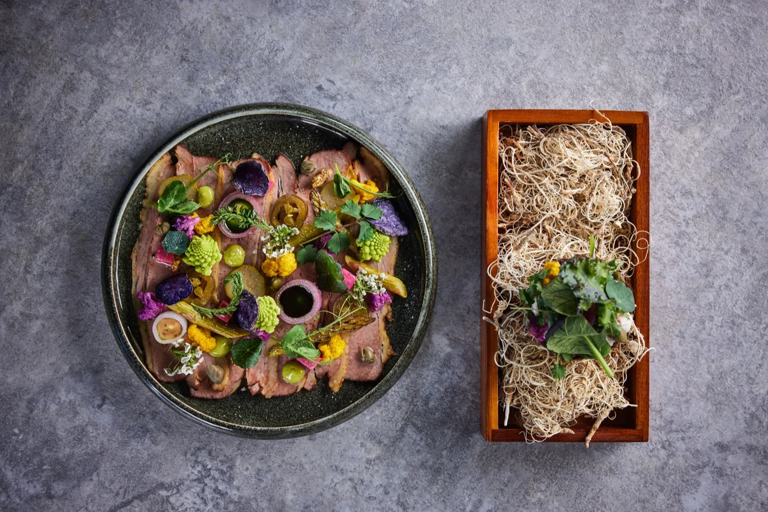 Modernios europietiškos virtuvės patiekalas, sukurtas šefo Luko Gaudučio restorane „Flow“ Plungėje.