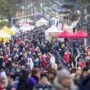 Žmonių minia J. Basanavičiaus gatvėje šventės Palangos stinta 2026 metu, kuri vyksta vasario 6–8 dienomis.
