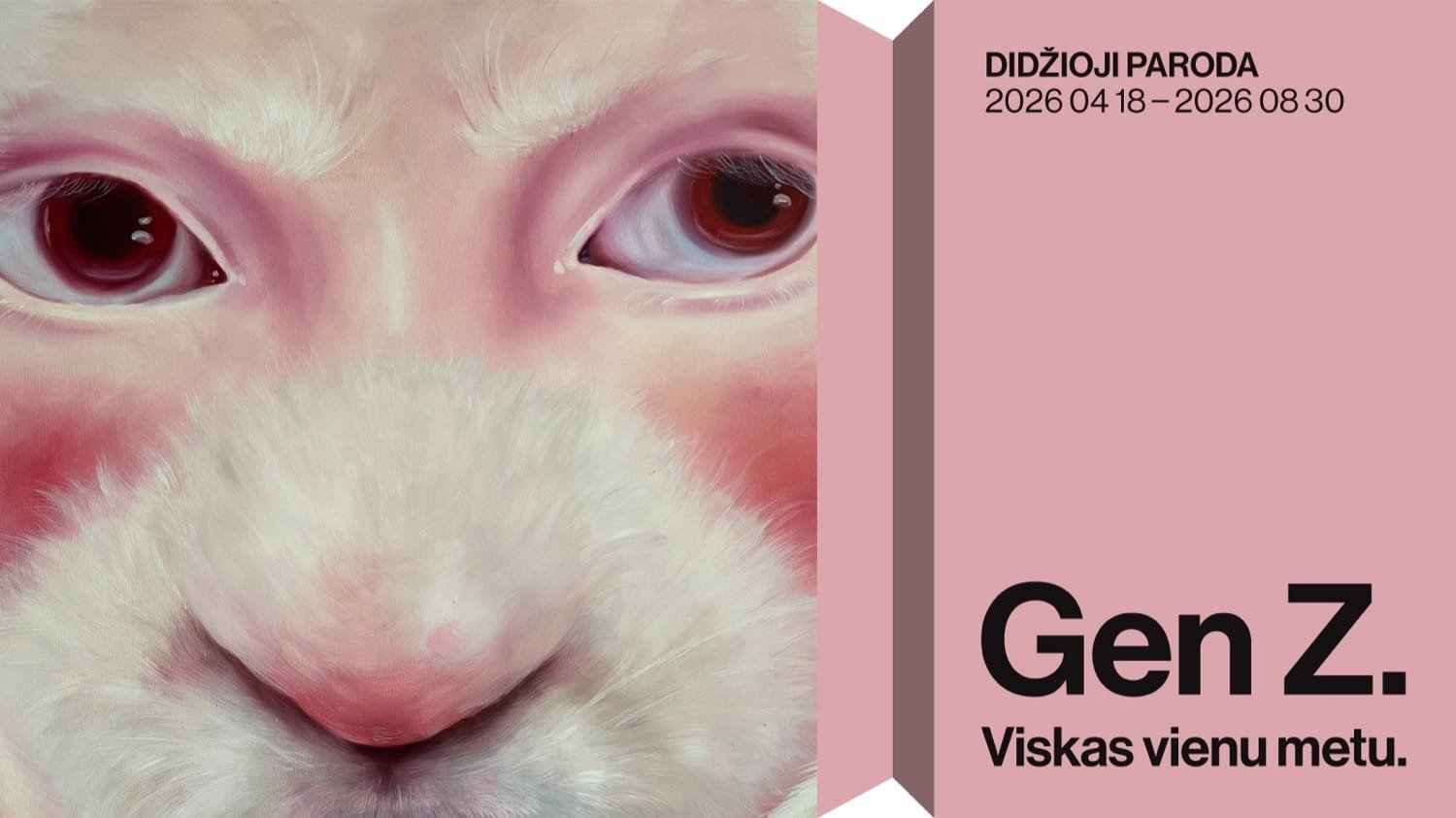 Parodos „Gen Z. Viskas vienu metu“ plakatas su informacija apie atidarymą MO muziejuje.