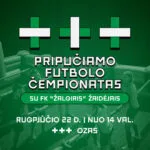 Skelbimas, kuriame rašoma, pripučiamo futbolo čempionatas Ozo terasoje Vilniuje su FK Žalgiris